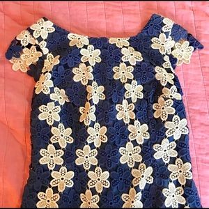 Lilly Pulitzer navy/ gold Barbara petal dress